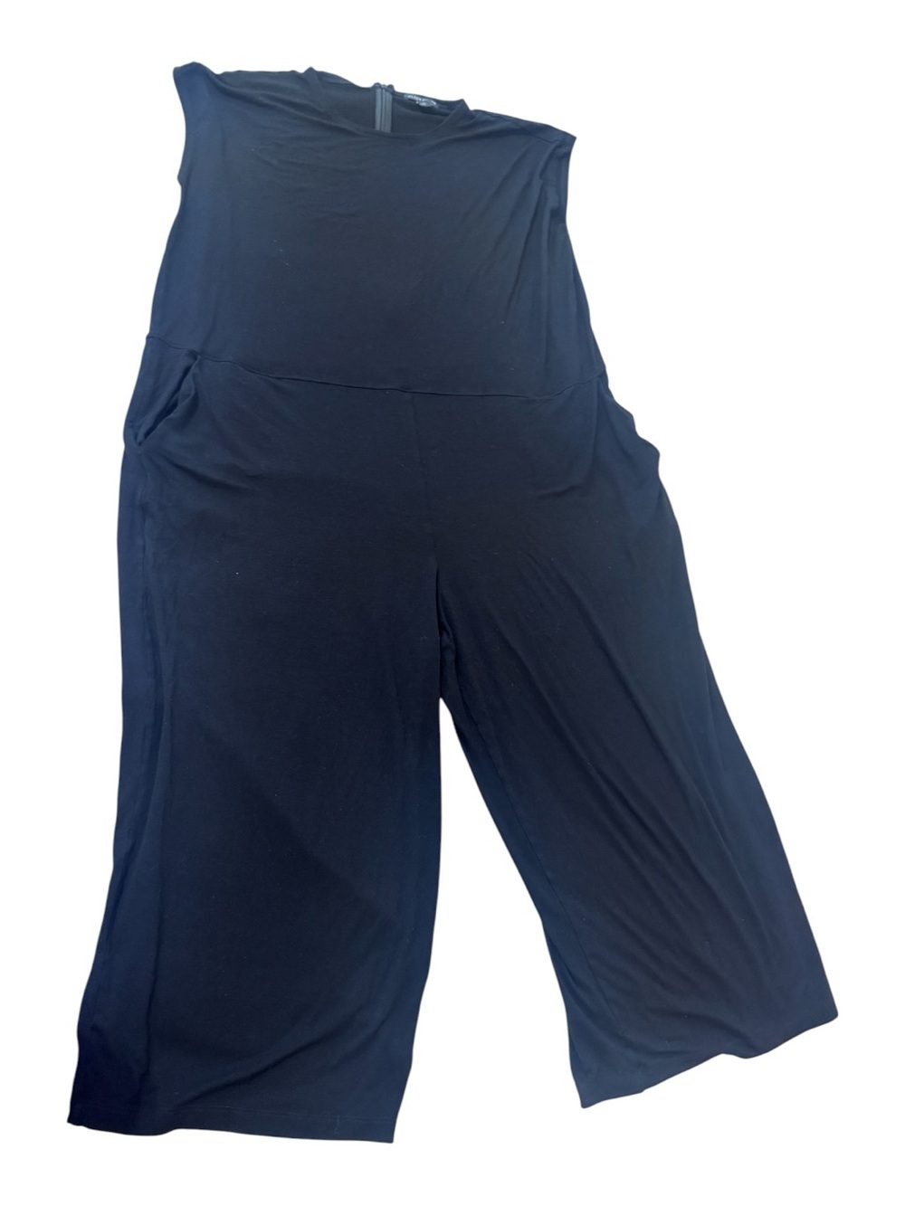Eileen Fisher Black Sleeveless Wide-Leg Knit Jumpsuit - Picture 3 of 8
